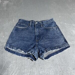 Abercrombie & Fitch Natural Rise Jean Shorts Womens‎ 4 Dark Wash Distressed Hem